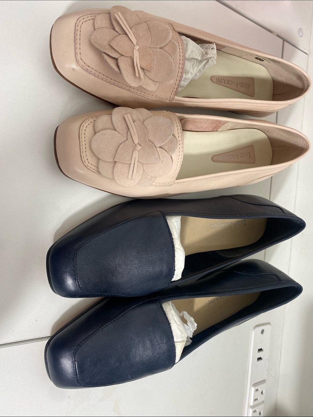 Enzo Angiolini Pink Flower Loafers + Emporio Armani Navy Flats Size 8 vero cuoio